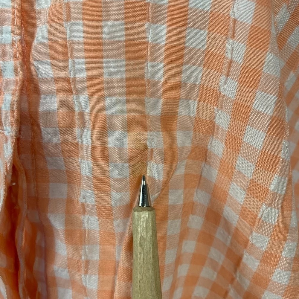 Vintage Alia Plaid Peach Button Up Collared Shirt Women's 10 - Picture 4 of 8